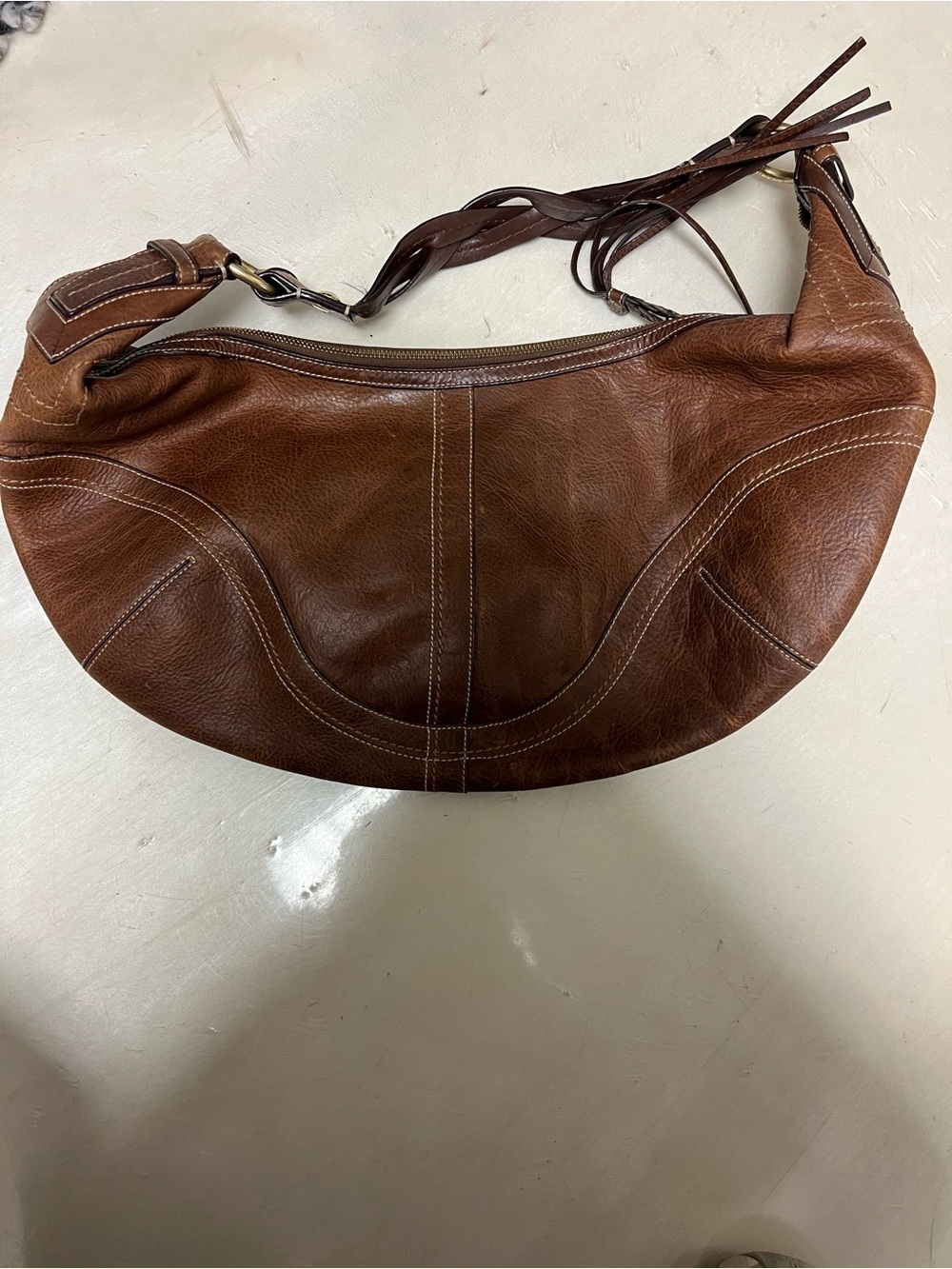 Coach Brown Leather Crescent Shoulder Bag